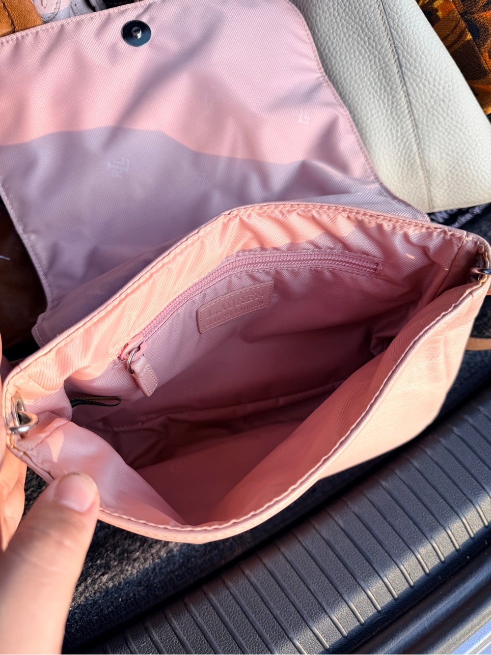 Ralph Lauren Rose Gold Leather Flap Shoulder Bag - Picture 7 of 7